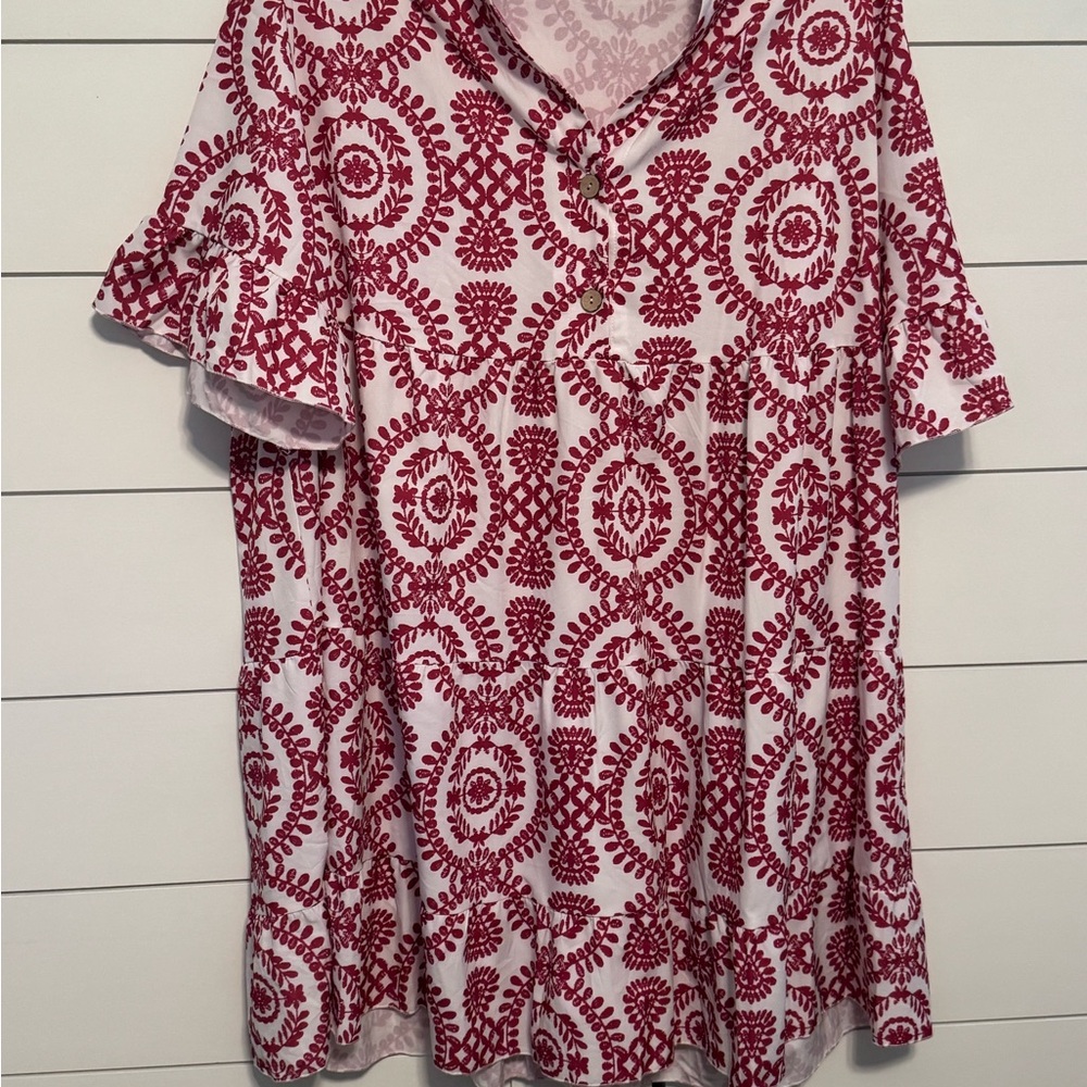 White and Red Short Sleeve Graphic Polo T-Shirt